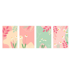 Set Of Cute Floral Backgrounds Covers With