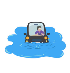 Car Drowned In The Puddle The Driver Had