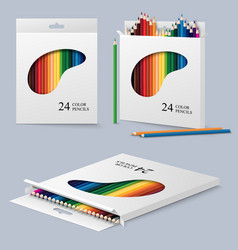 Color Pencils In Box Isolated Set