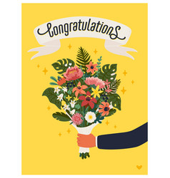 Congratulations Card Arm Holding Bouquet