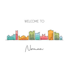 Single Continuous Line Drawing Of Norman City