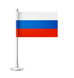 Realistic Russian Table Flag On A Chrome Steel