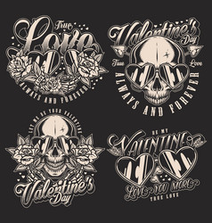 Valentine Day Set Monochrome Posters