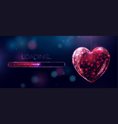 Wireframe Red Heart And Loading Bar Low Poly