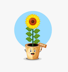 Cute Sunflower Character With Sale Sign