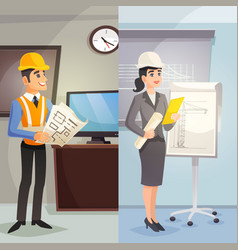 Engineer Cartoon Vertical Banners