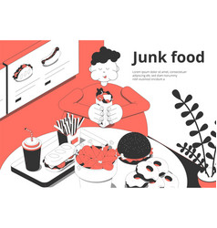 Junk Food Isometric Composition