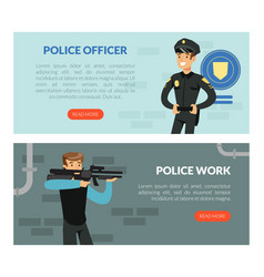 Landing Page With Police Officer Work With Man