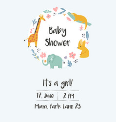 Baby Shower Birthday Invitation Card With Animals