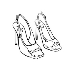 Heeled Sandals Sketch Clipart Summer Shoes