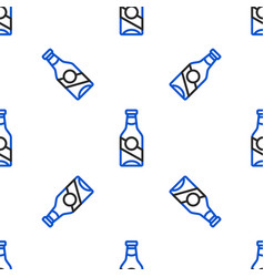 Line Beer Bottle Icon Isolated Seamless Pattern On