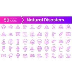 Set Of Natural Disasters Icons Gradient Style