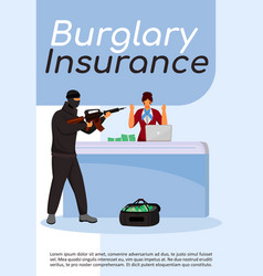 Burglary Insurance Poster Flat Template Bank