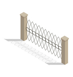 Isometric Fence Icon Urban Real Estate Boundary