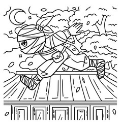 Ninja Running Coloring Page For Kids