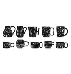 Cup Mug Engraving Print Set Different Pattern