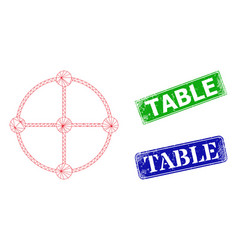 Grunged Table Imprints And Triangular Mesh Circle