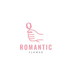 Hand Clench Hold Flower Minimalist Logo Design