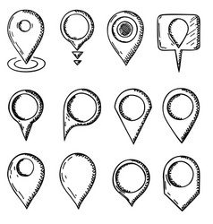 Hand Drawn Map Pins Sign Location Icon Outline