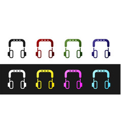 Set Headphones Icon Isolated On Black And White