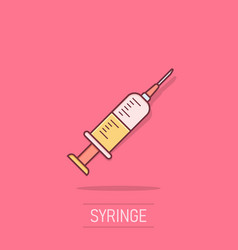 Syringe Icon In Comic Style Coronavirus Vaccine