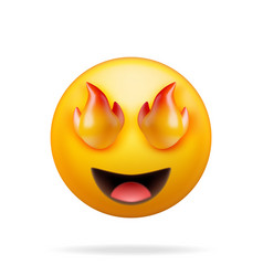 3d Yellow Excited Fire Eyed Emoticon