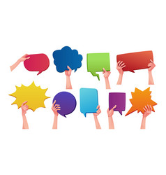 Hands Holding Speech Bubbles Social Chatting