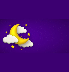 Night Sky Background With Cute 3d Clouds Golden