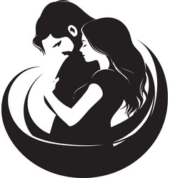 Romantic Embrace Black Logo Design Of Couple