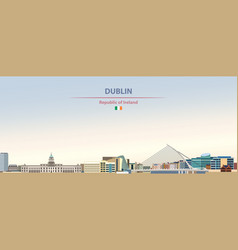 Dublin City Skyline On Colorful Gradient