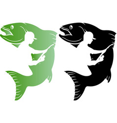 Largemouth Bass Silhouette Fisherman Fishing Art