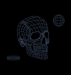 Wireframe Skull Low Poly Mesh Futuristic Concept