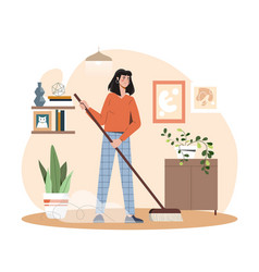 Woman Cleaning Floor