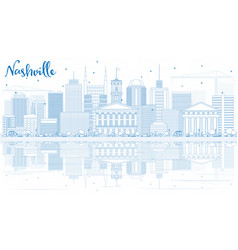 Outline Nashville Skyline With Blue Buildings