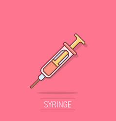 Syringe Icon In Comic Style Coronavirus Vaccine