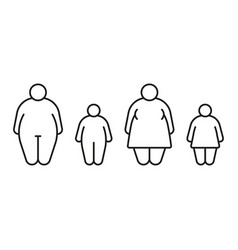 Obese Body Of Man And Woman Fat Line Icon