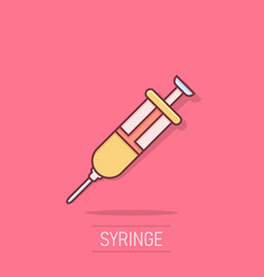 Syringe Icon In Comic Style Coronavirus Vaccine