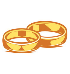 Two Gold Wedding Rings On A White Background