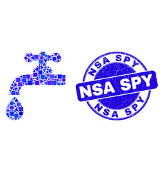 Blue Scratched Nsa Spy Stamp Seal And Water