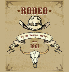 Rodeo Themed Graphic With Cowboy Hat And Skull