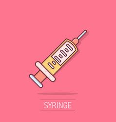 Syringe Icon In Comic Style Coronavirus Vaccine