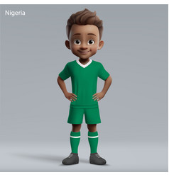 3d Cartoon Cute Young Soccer Player In Nigeria