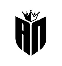 Am Letter Monogram With Shield Shape Crown