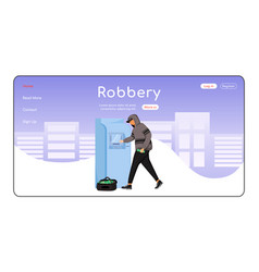 Atm Robbery Landing Page Flat Color Template