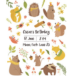 Baby Birthday Invitation Card With Funny Animals