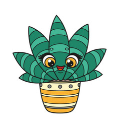 Cute Cartoon Succulent In A Pot Color Variation