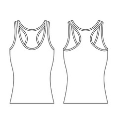 Template Women Tank Top Flat Design Outline