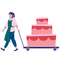 Woman Pulling Cake