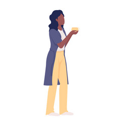 Lady With Mug Of Hot Beverage Semi Flat Color