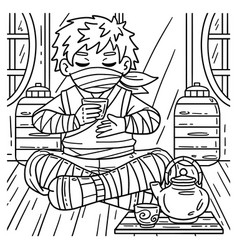 Ninja Drinking Tea Coloring Page For Kids